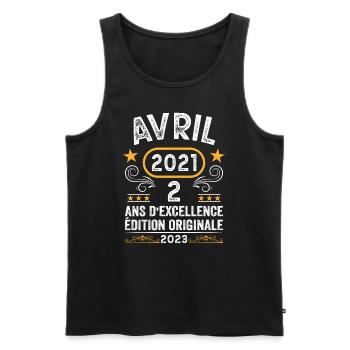 Anniversaire Vintage Idée Cadeau Avril 2021 2 - Débardeur bio Premium Homme - noir - Devant - Michal (187cm)