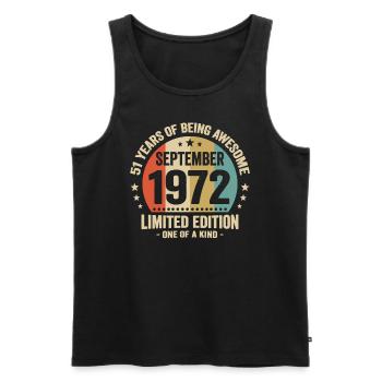 September 1972 51 Years Anniversary Vintage Gift - Men's Premium Organic Tank Top - black - Front - Michal (187cm)
