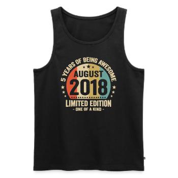August 2018 5 Years Anniversary Vintage Gift - Men's Premium Organic Tank Top - black - Front - Michal (187cm)