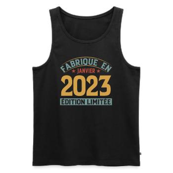 Fabriqué En Janvier 2023 Édition Limitée - Débardeur bio Premium Homme - noir - Devant - Michal (187cm)