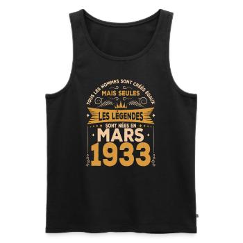 Les Légendes Sont Nées En Mars 1933 - Débardeur bio Premium Homme - noir - Devant - Michal (187cm)