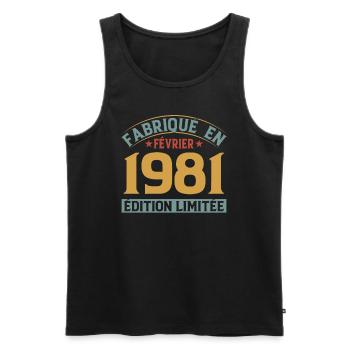 Fabriqué En Février 1981 Édition Limitée - Débardeur bio Premium Homme - noir - Devant - Michal (187cm)