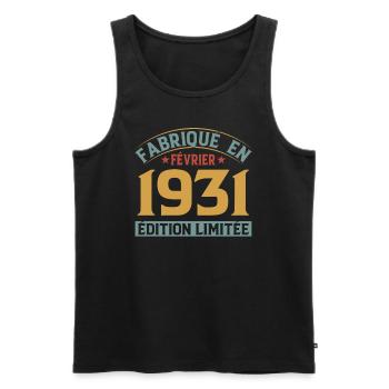 Fabriqué En Février 1931 Édition Limitée - Débardeur bio Premium Homme - noir - Devant - AI Model Male 178 light (178cm)