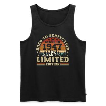 Retro birthday present from 1947 - Men's Premium Organic Tank Top - black - Front - Michal (187cm)