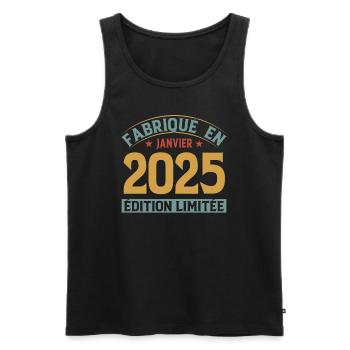 Fabriqué En Janvier 2025 Édition Limitée - Débardeur bio Premium Homme - noir - Devant - AI Model Male 178 light (178cm)