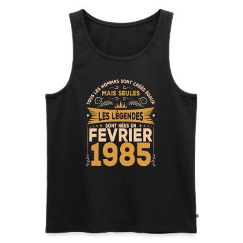 Les Légendes Sont Nées En Février 1985 - Débardeur bio Premium Homme - noir - Devant - Michal (187cm)