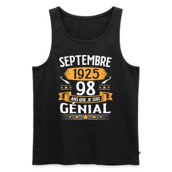 Septembre 1925 98 Ans Que Je Suis Génial Cadeau - Débardeur bio Premium Homme - noir - Devant - Michal (187cm)