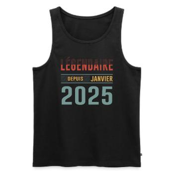 Légendaire Depuis Janvier 2025 Anniversaire - Débardeur bio Premium Homme - noir - Devant - Michal (187cm)