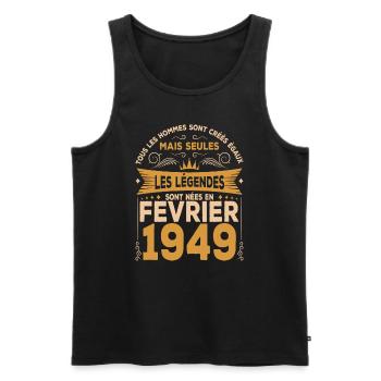 Les Légendes Sont Nées En Février 1949 - Débardeur bio Premium Homme - noir - Devant - Michal (187cm)
