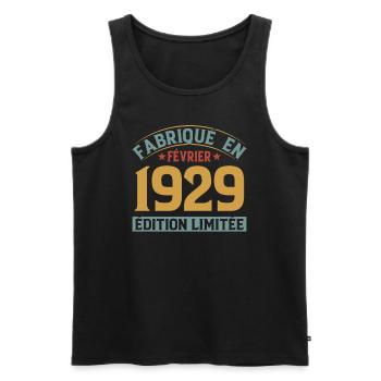 Fabriqué En Février 1929 Édition Limitée - Débardeur bio Premium Homme - noir - Devant - AI Model Male 178 light (178cm)