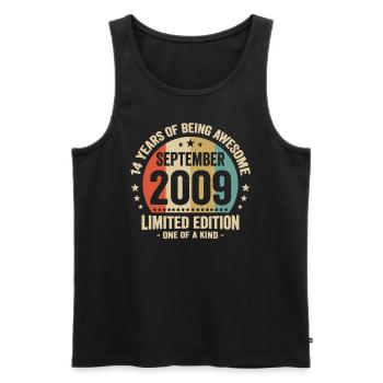 September 2009 14 Years Anniversary Vintage Gift - Men's Premium Organic Tank Top - black - Front - Michal (187cm)