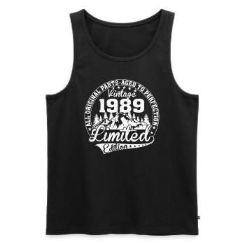Vintage Classic 1989 Pseudo Anniversaire - Débardeur bio Premium Homme - noir - Devant - Michal (187cm)