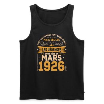Mars 1926 Anniversaire Idée Cadeau Vintage 1926 - Débardeur bio Premium Homme - noir - Devant - Michal (187cm)