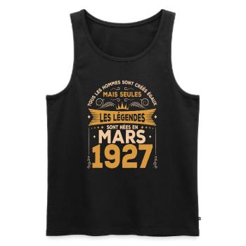 Mars 1927 Anniversaire Idée Cadeau Vintage 1927 - Débardeur bio Premium Homme - noir - Devant - Michal (187cm)