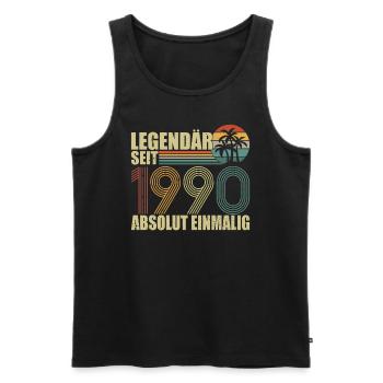 Né en 1990 - Débardeur bio Premium Homme - noir - Devant - AI Model Male 178 light (178cm)