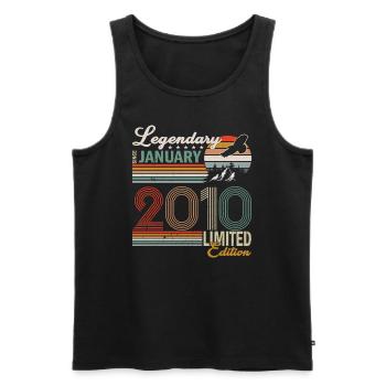 Sloth Legendary since January 2010 birthday - Men's Premium Organic Tank Top - black - Front - AI Model Male 178 light (178cm)
