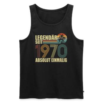 Legendär seit 1970 - Männer Premium Bio Tank Top - Schwarz - Vorne - AI Model Male 178 light (178cm)