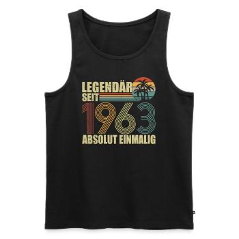 Hergestellt 1963, legendär seit dem ersten Tag - Männer Premium Bio Tank Top - Schwarz - Vorne - Michal (187cm)