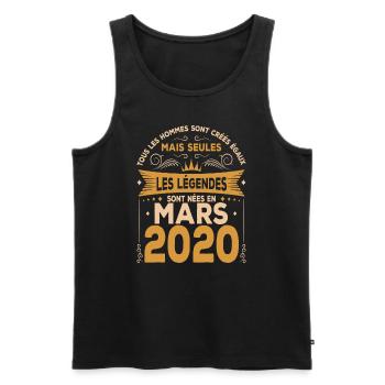 Les Légendes Sont Nées En Mars 2020 - Débardeur bio Premium Homme - noir - Devant - Michal (187cm)
