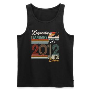 Legendary since January 2012 - Men's Premium Organic Tank Top - black - Front - AI Model Male 178 light (178cm)