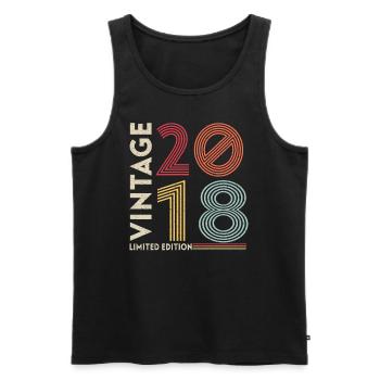 Année de naissance 2018 Anniversaire 3 ans Cadeau - Débardeur bio Premium Homme - noir - Devant - AI Model Male 178 light (178cm)