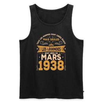Mars 1938 Anniversaire Idée Cadeau Vintage 1938 - Débardeur bio Premium Homme - noir - Devant - Michal (187cm)
