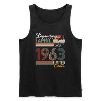April 1963 Birthday April 1963 Gift - Men's Premium Organic Tank Top - black - Front - Michal (187cm)