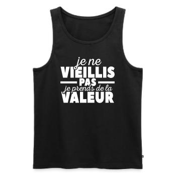 Je ne vieillis pas cadeau - Débardeur bio Premium Homme - noir - Devant - Michal (187cm)