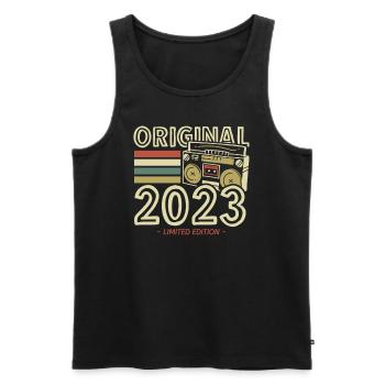 Millésime 2023 Vintage Anniversaire Rétro Vintage - Débardeur bio Premium Homme - noir - Devant - AI Model Male 178 light (178cm)