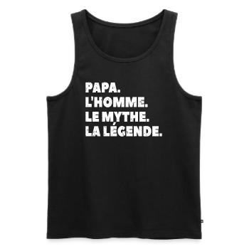 DAD THE MAN THE MYTH THE LEGEND - Männer Premium Bio Tank Top - Schwarz - Vorne - Michal (187cm)