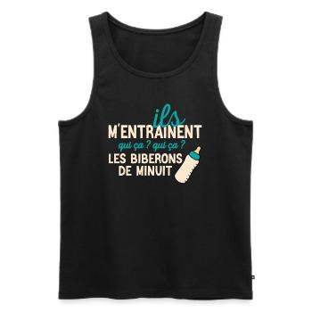 Les joies du biberon de minuit - Débardeur bio Premium Homme - noir - Devant - Michal (187cm)