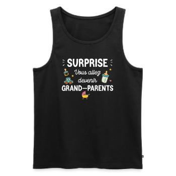 Body Bébé Annonce Grossesse Grands-parents - Débardeur bio Premium Homme - noir - Devant - AI Model Male 178 light (178cm)