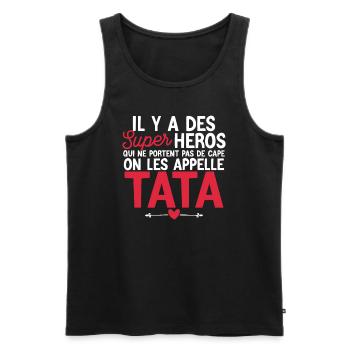 Héros Sans Cape : Les Tatas - Débardeur bio Premium Homme - noir - Devant - Michal (187cm)