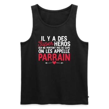 Super-héros Sans Cape : Le Parrain - Débardeur bio Premium Homme - noir - Devant - Michal (187cm)