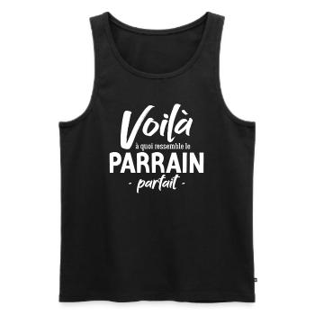 Le Parrain Parfait : Découvrez Son Apparence - Débardeur bio Premium Homme - noir - Devant - AI Model Male 178 light (178cm)