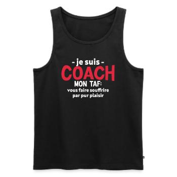 Je suis coach - humour cadeau sportif - Débardeur bio Premium Homme - noir - Devant - AI Model Male 178 light (178cm)