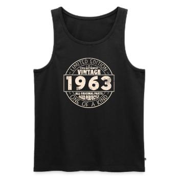 1963 Anniversaire Vintage Cadeau Rétro - Débardeur bio Premium Homme - noir - Devant - Michal (187cm)
