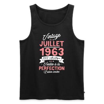 Cadeau Anniversaire Juillet 1963 - 60 ans - Débardeur bio Premium Homme - noir - Devant - Michal (187cm)