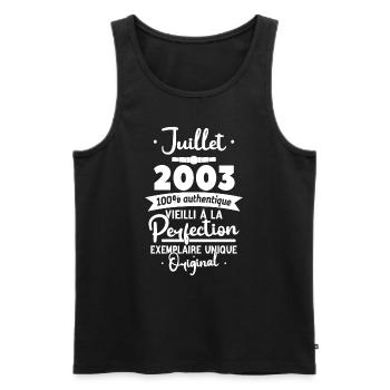Cadeau Anniversaire Juillet 2003 - 20 ans en 2023 - Débardeur bio Premium Homme - noir - Devant - Michal (187cm)