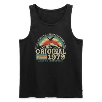 Retro 44 - Gift 44 years - Men's Premium Organic Tank Top - black - Front - AI Model Male 178 light (178cm)