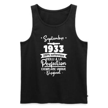 Cadeau Anniversaire septembre 1933 90 ans - Débardeur bio Premium Homme - noir - Devant - Michal (187cm)
