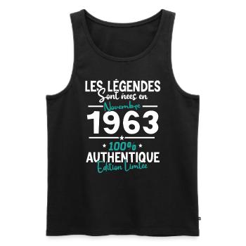 Cadeau Anniversaire Novembre 1963 60 Ans - Débardeur bio Premium Homme - noir - Devant - Michal (187cm)