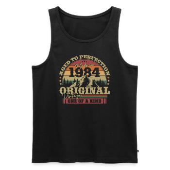 Geschenk 40. Geburtstag Vintage 1984 - Männer Premium Bio Tank Top - Schwarz - Vorne - Michal (187cm)