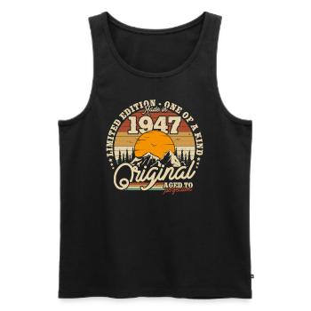 Vintage Retro Cadeau d’anniversaire 1947 76/77 ans - Débardeur bio Premium Homme - noir - Devant - AI Model Male 178 light (178cm)