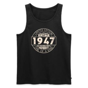 Vintage 1947 Cadeau d’anniversaire - Débardeur bio Premium Homme - noir - Devant - Michal (187cm)