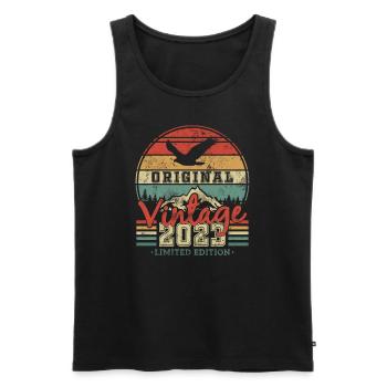 Original 2023 Vintage Birthday Retro - Men's Premium Organic Tank Top - black - Front - Michal (187cm)