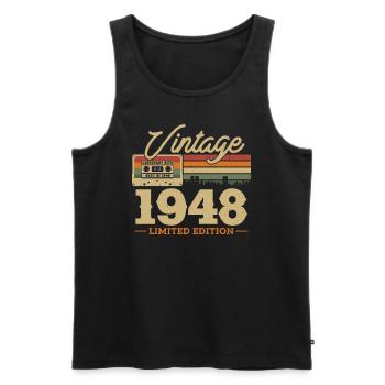 1948 - 75/76th birthday - Men's Premium Organic Tank Top - black - Front - AI Model Male 178 light (178cm)