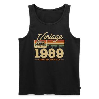 1989 - 34/35th birthday - Men's Premium Organic Tank Top - black - Front - AI Model Male 178 light (178cm)