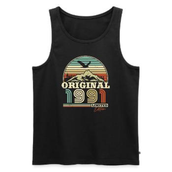 Retro '91 Birthday Delight - Men's Premium Organic Tank Top - black - Front - AI Model Male 178 light (178cm)