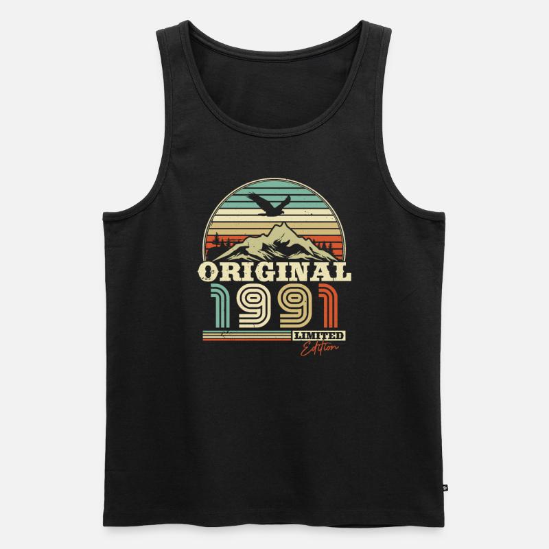 Retro '91 Birthday Delight - Männer Premium Bio Tank Top - Schwarz